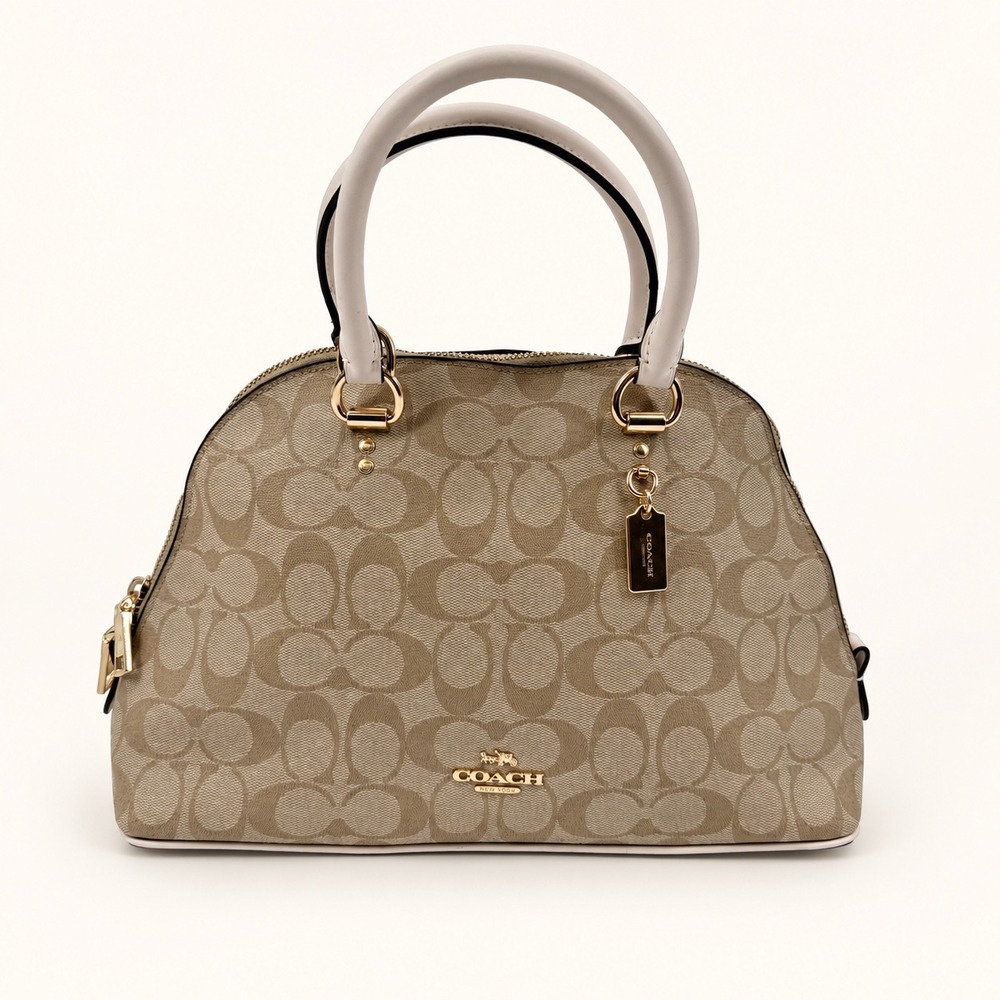Coach Katy Satchel Bag 2558 Signature Canvas Dome Khaki Chalk Classic Neutral